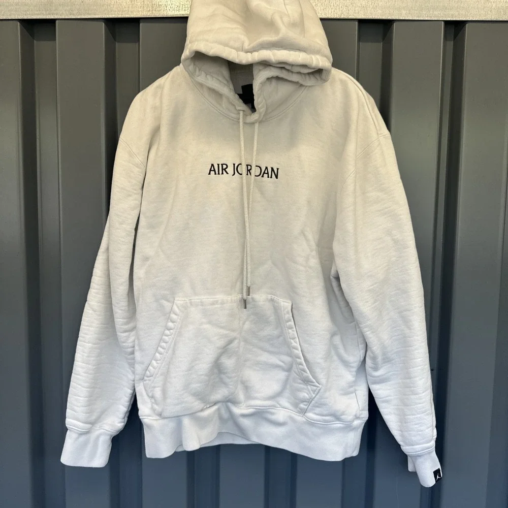 Air Jordan Wordmark‎ Men's Heavy Fleece Hoodie White  Sz L Streetwear